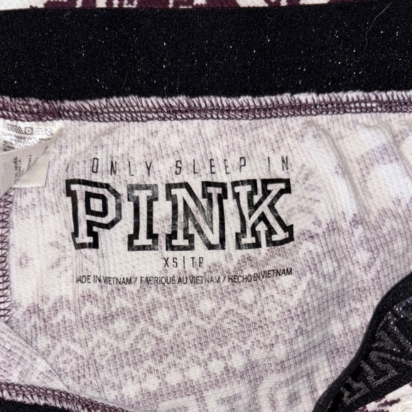 BNWOT PINK Victoria's Secret Girls Pajama Set - Burgundy and White - Picture 6 of 9